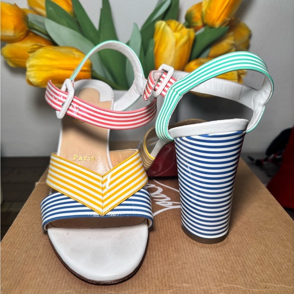 Christian Louboutin Striped Heels - Yellow and Blue